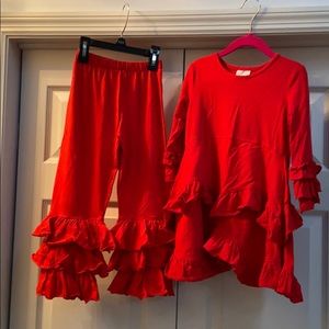 Red ruffle outfit